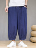 Men's Summer Casual Solid Color Wide Leg Cropped Pants
