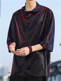 Men's Trendy Gradient Pile Collar Short Sleeve Shirts