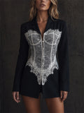 Women's Trendy Sexy Lace Patchwork Corset Bodycon Blazer