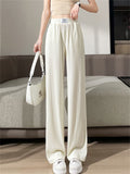 Women's Summer Ice Silk High Waisted Drape Wide Leg Pants