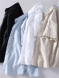 Simple Men's Summer Cotton Linen Short Sleeve Shirts