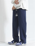 Men's Casual Cotton Solid Color Straight Wide Leg Pants