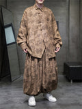 Men's Chinese Outfits Button-up Shirt and Loose Fit Pants