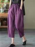 Women's Summer Casual Elastic Waist Harem Cropped Pants