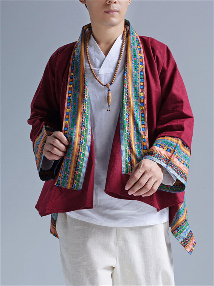 Retro Men's Ramie Ethnic Style Cardigan Top