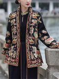Women's Ethnic Style Totem Embroidered Lace Up Cardigan Jacket