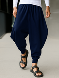 Men's Retro Solid Color Loose Hip-hop Drop Crotch Pants