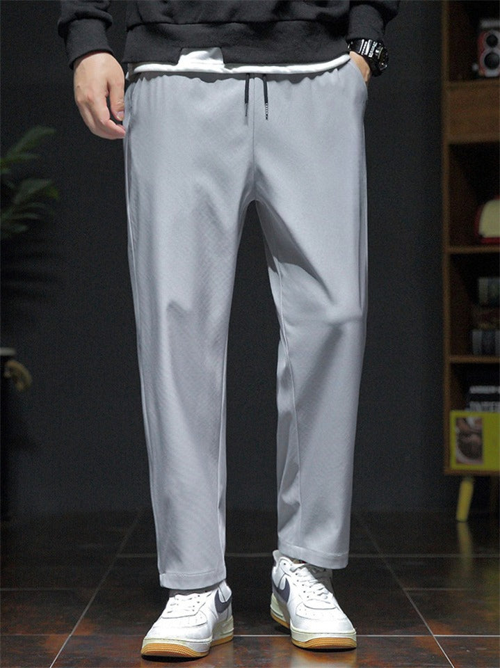 Men's Summer Casual Straight Leg Pants with Elastic Waistband