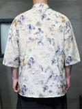 Men's Summer Retro Chinese Style Print Frog Button Half Sleeve Shirts