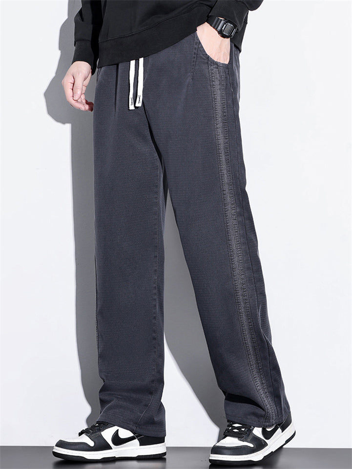 Men's Casual Straight Leg Side Patchwork Pants