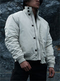 ‌Winter Stand Collar Classic Thermal Lined Buttoned Quilted Jacket for Men‌