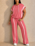 Womens Striped Sporty Hoodie Pants Matching Outfits