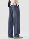 Men's Comfy Breathable Drawstring Drape Straight Leg Denim Pants