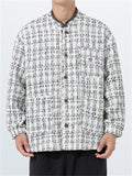 Men's Autumn Vintage Chinese Style Plaid Pockets Stand Collar Tangsuit Jackets