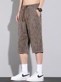 Men's Summer Cool Comfy Drawstring Striped Loose Capri Pants