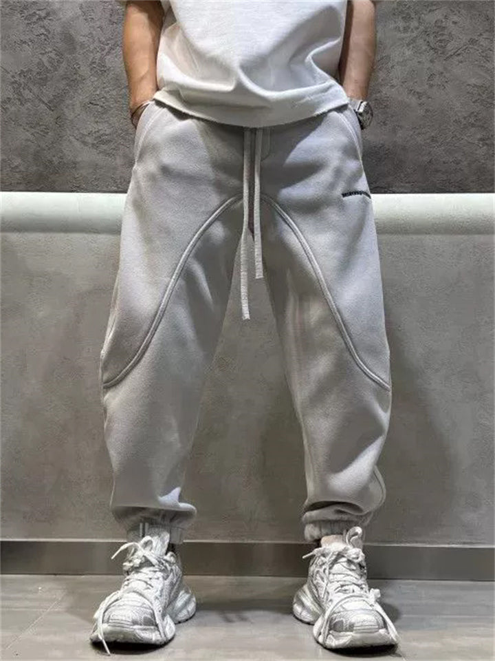 Men's Casual Autumn Fleece Lined Harem Jogger Pants with Drawstring