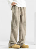 Men's Solid Color Casual Elastic Wide Leg Straight Pants