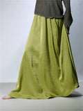 Women's Comfy Solid Color Big Hem A-Line Satin Skirt