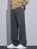 Autumn Casual Elastic Waist Loose Fit Straight Leg Pants for Men Daily Wear