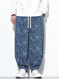 Women's Autumn Casual Texture Printed Wide Leg Carrot Cropped Pants