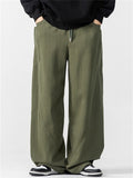 Retro Men's Comfy Japanese Style Elastic Waist Drawstring Loose Pants