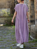 Women's Summer Casual Solid Color Round Neck Dress