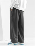 Men's Casual Solid Color Ankle-Tied Straight Wide Leg Pants