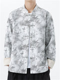 Chinese Style Butterfly Print Stand Collar Jacket Casual Loose Fit for Men