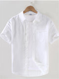 Simple Men's Summer Cotton Linen Short Sleeve Shirts
