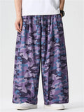 Unisex Vintage Camouflage Printed Drawstring Wide Leg Pants