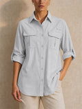 Women Button Down Shirt Quick Dry Roll Sleeve Outdoor Top