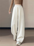 Women's Casual Rhinestone High Waist Baggy Wide Leg Sweatpants