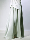 Women's Comfy Solid Color Big Hem A-Line Satin Skirt