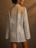 Womens 3D Floral Applique Lace Patchwork Blazer Coat