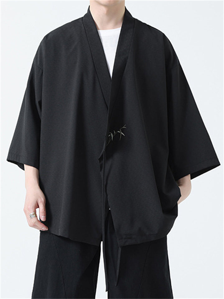 Summer Chinese Zen Style Slant Placket Casual Shirts for Men