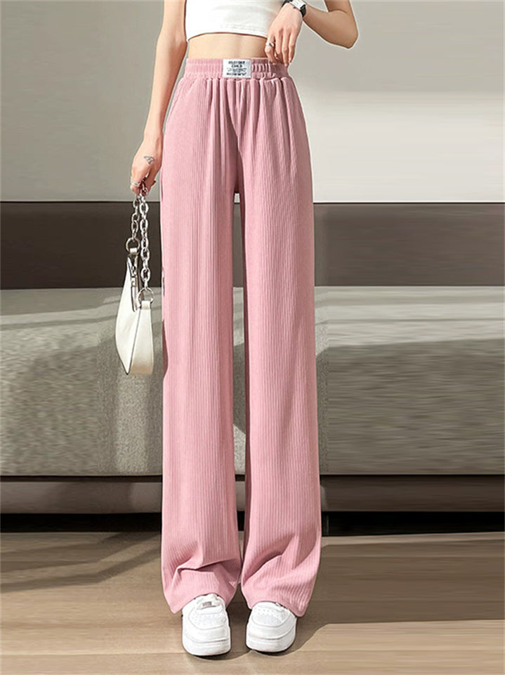 Women's Summer Ice Silk High Waisted Drape Wide Leg Pants