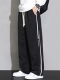 Men's A‌utumn Loose Sweatpants with White Stripes and Letters Print