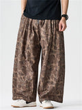 Unisex Vintage Camouflage Printed Drawstring Wide Leg Pants