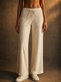 Womens Comfy High Waisted Drawstring Pockets Wide Leg Pants