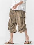 Men's Summer Comfy Hanfu Pleated Print Casual Capri Pants
