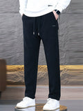 Men's Simple Slim Fit Drawstring Winter Fleece Lined Casual Pants
