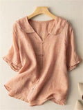 Women's Summer Solid Color Peter Pan Collar Shirts