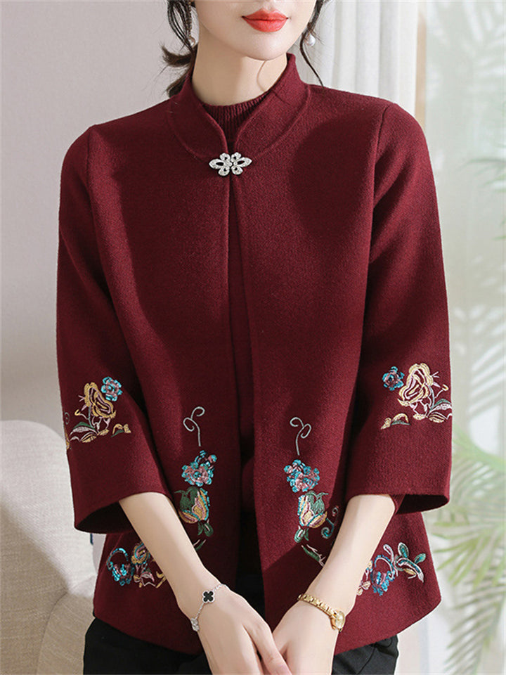 Womens 2Pcs Flower Crochet Cardigan Jacket & Solid Color Sweater Set