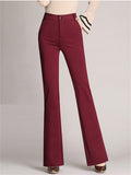 Women Slim Fit Flare Leg Trousers High Waist Stretch Work Pants