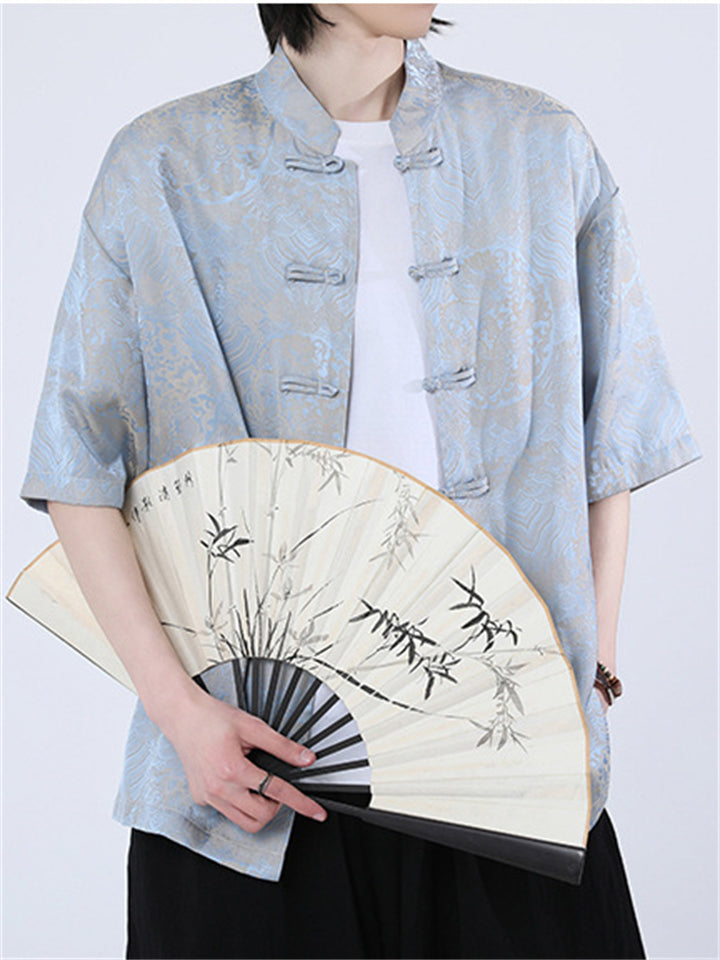 Oriental Style Casual Print Short Sleeve Shirts for Men