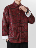 Men's Chinese Style Brocade Jacket with Embroidered Patterns and Frog Buttons