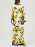 Women's Loose Flowers Print Side Split Maxi Dress