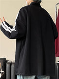 Men's Contrast Color Frog Button Stand Collar Sweatshirt Jacket