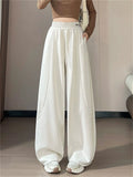 Women's Casual Rhinestone High Waist Baggy Wide Leg Sweatpants
