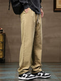 Men's Autumn Cotton Blend Casual Workwear Straight Loose Fit Pants